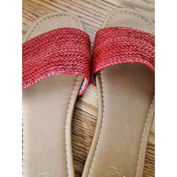 Crown Vintage Womens Red Woven Slide Sandals Made In Italy 10M Manmade Upper - Picture 3 of 6